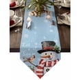 thumbnail image 1 of Table Runner Dresser Scarves Christmas Winter Snowman Bird Cotton Linen Burlap Table Cover White Snowflake on Blue Table Runners for Family Kitchen Dining Holiday Party Banquet Decor, 1 of 5