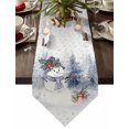 thumbnail image 1 of Table Runner Dresser Scarves Christmas Winter Snowman Pine Tree Cotton Linen Burlap Table Cover Gold Snowflake on White Table Runners for Family Kitchen Dining Holiday Party Banquet Decor, 1 of 5