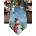 thumbnail image 1 of Table Runner Dresser Scarves Farm Christmas Tree Snowman Cotton Linen Burlap Table Cover Snowflake Texture on Blue Table Runners for Family Kitchen Dining Holiday Party Banquet Decor, 1 of 5