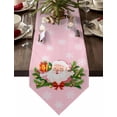 thumbnail image 1 of Table Runner Dresser Scarves Merry Christmas Cute Santa Claus Cotton Linen Burlap Table Cover Pine Needle Snowflake on Pink Table Runners for Family Kitchen Dining Holiday Party Banquet Decor, 1 of 1