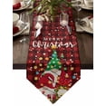 thumbnail image 1 of Table Runner Dresser Scarves Merry Christmas Dwarf with Bauble Cotton Linen Burlap Table Cover Black and Red Checker Table Runners for Family Kitchen Dining Holiday Party Banquet Decor, 1 of 5