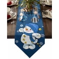 thumbnail image 1 of Table Runner Dresser Scarves Merry Christmas Snowman with Balls Cotton Linen Burlap Table Cover Winter Snowflake on Blue Table Runners for Family Kitchen Dining Holiday Party Banquet Decor, 1 of 1