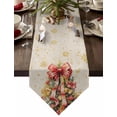 thumbnail image 1 of Table Runner Dresser Scarves Merry Christmas Tree with Bowknot Cotton Linen Burlap Table Cover Gold Snowflake on Linen Table Runners for Family Kitchen Dining Holiday Party Banquet Decor, 1 of 5