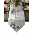 thumbnail image 1 of Table Runner Dresser Scarves Merry Christmas Tree Cute Snowman Cotton Linen Burlap Table Cover Winter Snowflake on Grey Table Runners for Family Kitchen Dining Holiday Party Banquet Decor, 1 of 5