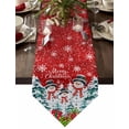 thumbnail image 1 of Table Runner Dresser Scarves Snowman Christmas Tree Cotton Linen Burlap Table Cover Winter Snowflake Red Base Table Runners for Family Kitchen Dining Holiday Party Banquet Decor, 1 of 5