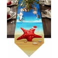 thumbnail image 1 of Table Runner Dresser Scarves Starfish in Christmas Hat on the Beach Cotton Linen Burlap Table Cover Holiday Seaside Table Runners for Family Kitchen Dining Holiday Party Banquet Decor, 1 of 5