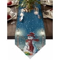 thumbnail image 1 of Table Runner Dresser Scarves Winter Christmas Snowman Birds Cotton Linen Burlap Table Cover Vintage Farmhouse Garden Snow Scene Table Runners for Family Kitchen Dining Holiday Party Banquet Decor, 1 of 5