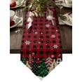 thumbnail image 1 of Table Runner Dresser Scarves Winter Christmas Tree Sketch Cotton Linen Burlap Table Cover Snowflake on Black Red Plaid Table Runners for Family Kitchen Dining Holiday Party Banquet Decor, 1 of 5