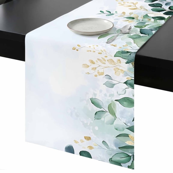 Table Runner Eucalyptus Leaves Decorative Dining Table Runner Spring Green Leaf Kitchen Table Decoration for Home, Holiday and Party Use 13x36 Inch