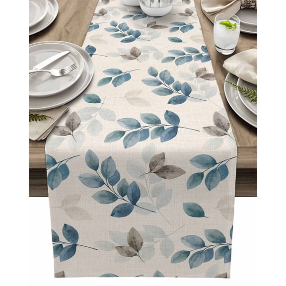 Table Runner Eucalyptus Leaves Table Decoration for Kitchen Dinning Watercolor Leaf Table Decoration for Indoor Outdoor Party Wedding Decor 13x72inch