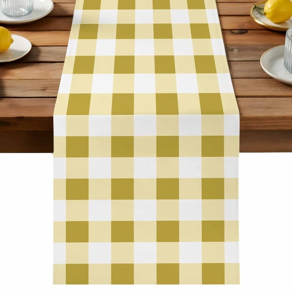 Table Runner Farmhouse Vintage Decorative Table Runner for Kitchen Gingham Checkered Texture Dinning Runner for Party Wedding Holiday Indoor Outdoor 13x36inch