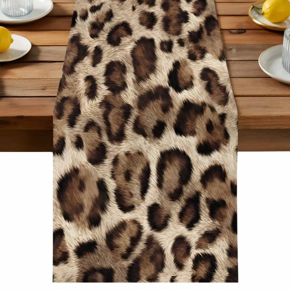 Table Runner Fashion Leopard Skin Decorative Table Runner for Kitchen Retro Abstract Animal Texture Dinning Runner for Party Wedding Holiday Indoor Outdoor 13x36inch