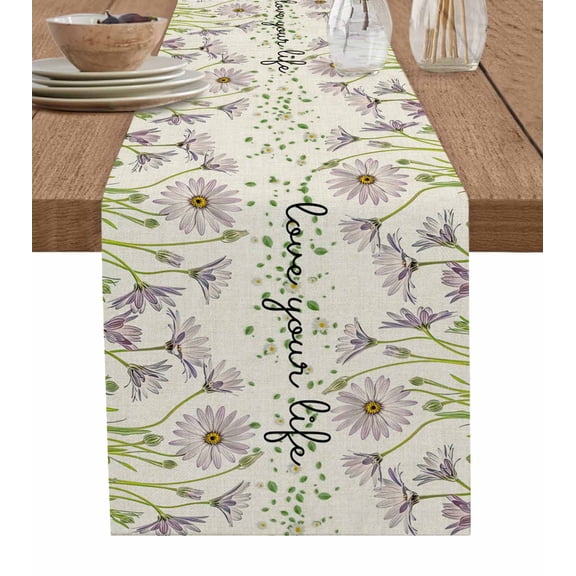 Table Runner Flower Leaf Table Decoration for Kitchen Dinning Love You Life Table Decoration for Indoor Outdoor Party Wedding Decor 13x72 Inch
