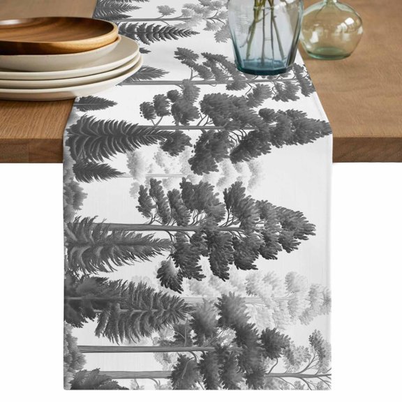 Table Runner Forest Tree Soft Linen Style Table Runner Cloth Pine Tree Forest Dining Table Decor for Kitchen, Dining Room, Parties, Holiday & Everyday Use 13x36 Inch
