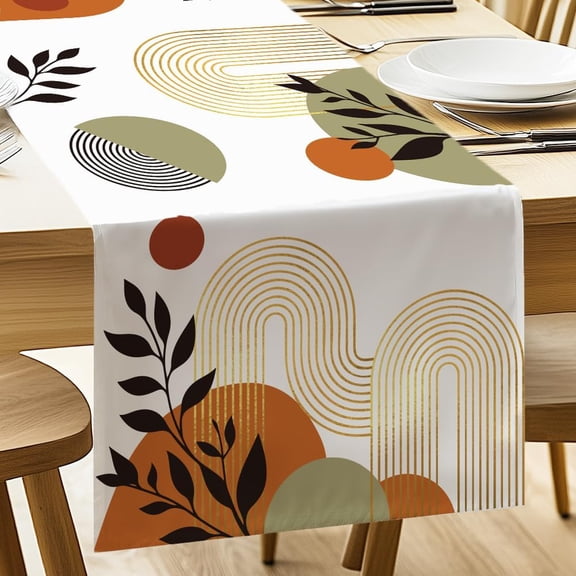 Table Runner Geometric and Silhouette 13"x72" Table Decorations Durable Summer Dining Decor for Home Kitchen Party Room