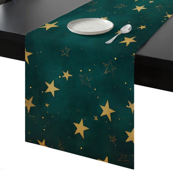 Table Runner Gold Star Decorative Dining Table Runner Dream Sky Kitchen Table Decoration for Home, Holiday and Party Use 13x36 Inch