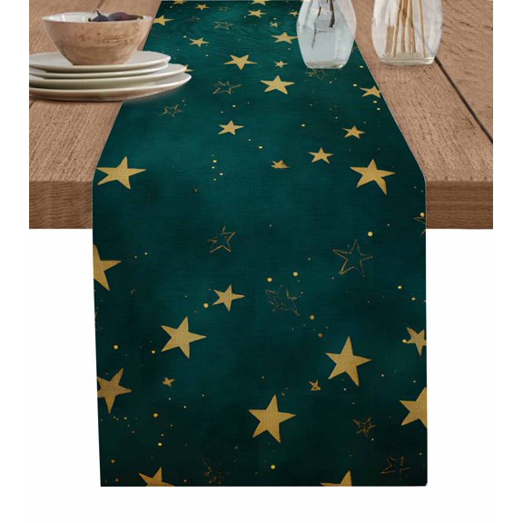 Table Runner Gold Star Table Decoration for Kitchen Dinning Dream Sky Table Decoration for Indoor Outdoor Party Wedding Decor 13x72 Inch