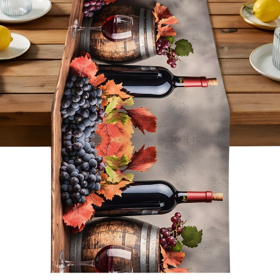 Table Runner Grape Wine Decorative Table Runner for Kitchen Farmhouse Flower Dinning Runner for Party Wedding Holiday Indoor Outdoor 13x36inch