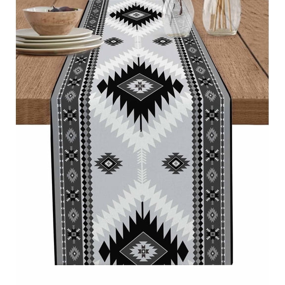Table Runner Gray Bohemian Table Decoration for Kitchen Dinning Aztec Boho Tribal Style Table Decoration for Indoor Outdoor Party Wedding Decor 13x72 Inch