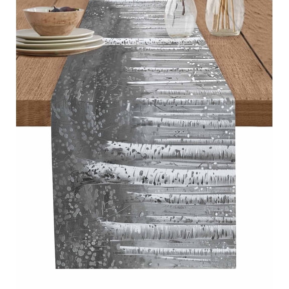 Table Runner Gray Forest Plant Table Decoration for Kitchen Dinning Tree Illustration Table Decoration for Indoor Outdoor Party Wedding Decor 13x72 Inch
