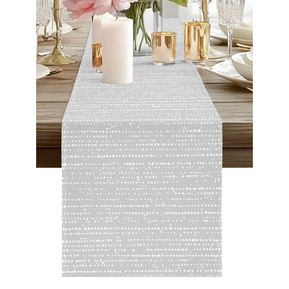 Table Runner Gray Vertical Lines Table Runners Modern Distressed Grain Cotton Linen Dresser Scarf Kitchen Dining Table Decor for Holiday Party Home Decor 13x72 Inch