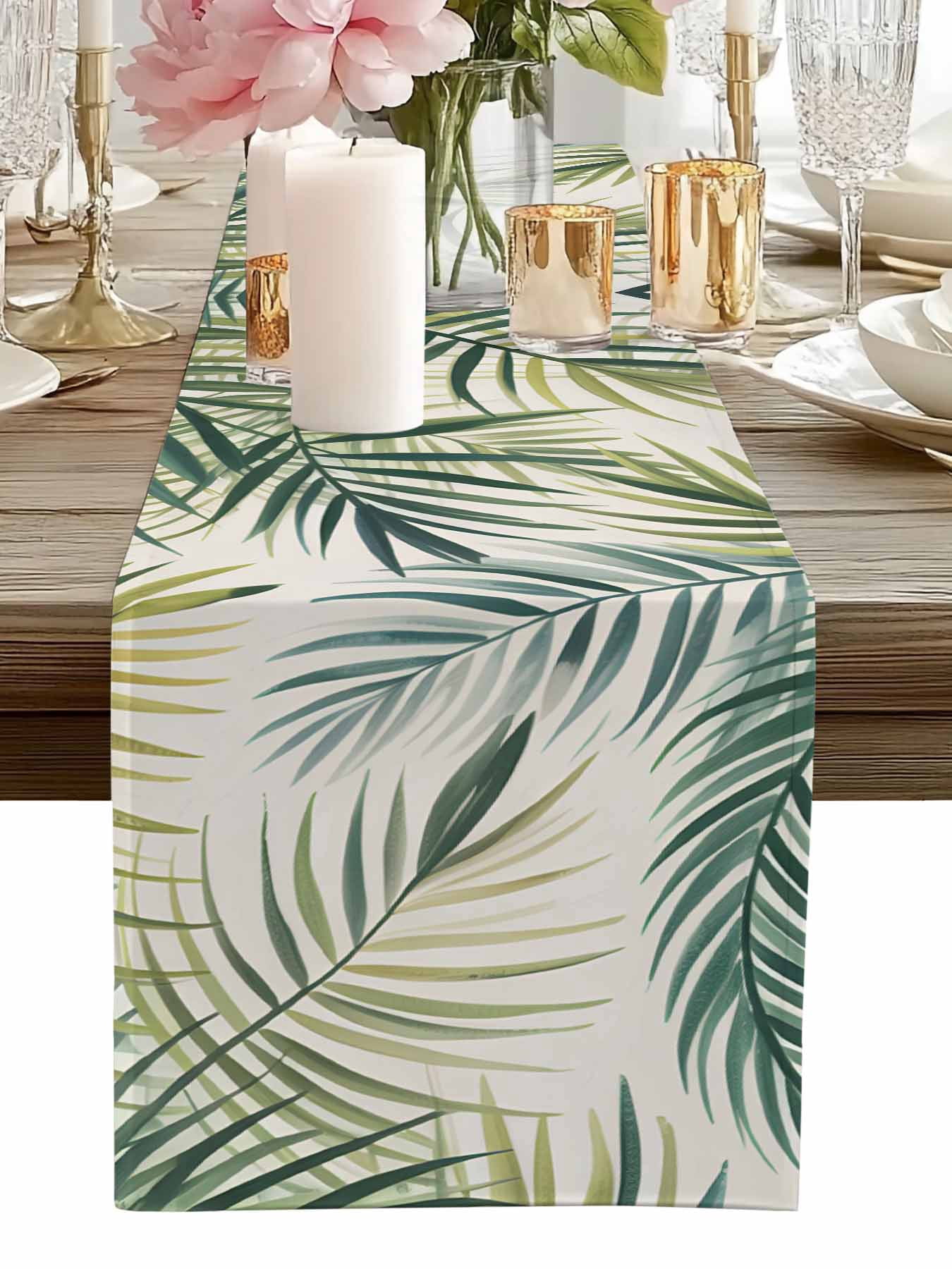 LR Home Table Runner Palm Leaves