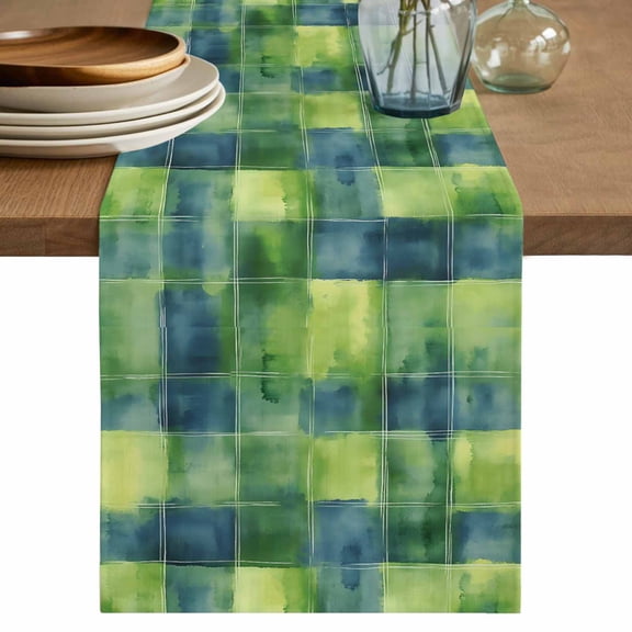 Table Runner Green Theme Soft Linen Style Table Runner Cloth Forest Scenery Dining Table Decor for Kitchen, Dining Room, Parties, Holiday & Everyday Use 13x36 Inch