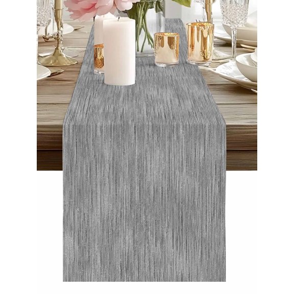 Table Runner Grey Linen Weave Table Runners Solid Color Texture Cotton Linen Dresser Scarf Kitchen Dining Table Decor for Holiday Party Home Decor 13x36 Inch