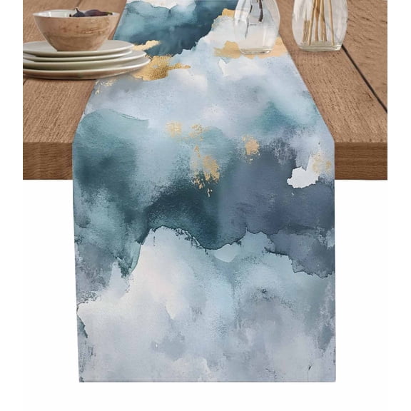 Table Runner Grey Marble Table Decoration for Kitchen Dinning Gold Cloud Table Decoration for Indoor Outdoor Party Wedding Decor 13x72inch