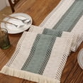 thumbnail image 1 of Table Runner for Home Decor 72 Inches Farmhouse Long Furniture Rustic Macrame Burlap Table Decoration for Living Room Bridal Shower Home Party Decor Green, 1 of 7