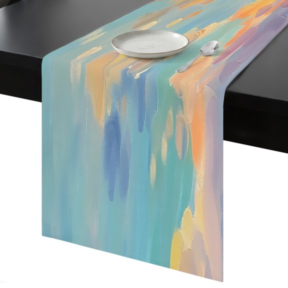 Table Runner Impressionist Style Decorative Dining Table Runner Beach Kitchen Table Decoration for Home, Holiday and Party Use 13x36 Inch