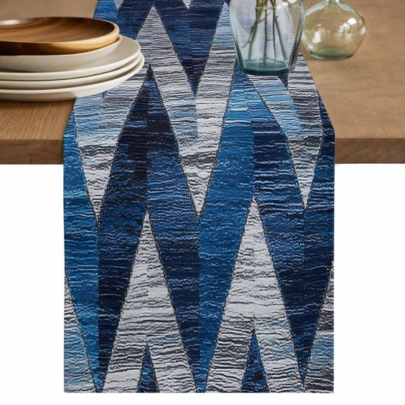 Table Runner Impressionist Style Soft Linen Style Table Runner Cloth Geometric Art Dining Table Decor for Kitchen, Dining Room, Parties, Holiday & Everyday Use 13x36 Inch