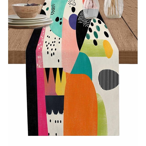 Table Runner Impressionist Style Table Decoration for Kitchen Dinning Abstract Oil Painting Table Decoration for Indoor Outdoor Party Wedding Decor 13x72inch