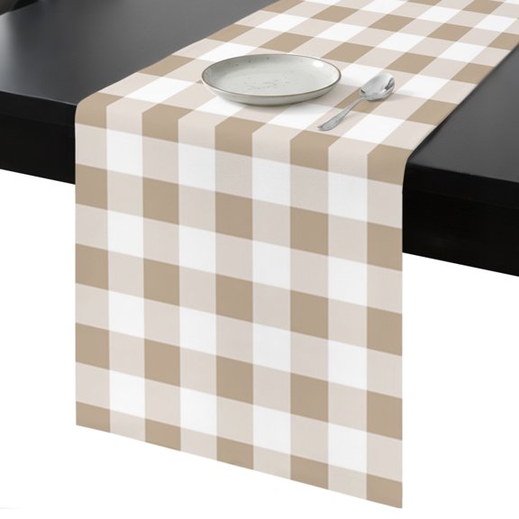 Table Runner Khaki Buffalo Check Plaid Decorative Dining Table Runner Farmhouse Style Kitchen Table Decoration for Home, Holiday and Party Use 13x108 Inch