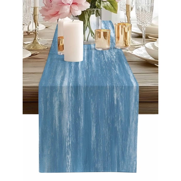 Table Runner Lake Blue Table Runners Ombre Abstract Texture Cotton Linen Dresser Scarf Kitchen Dining Table Decor for Home Dinner Party Decor 13x36 Inch
