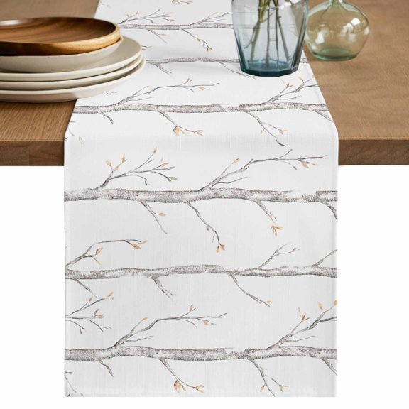 Table Runner Leaves Soft Linen Style Table Runner Cloth Tree Branches Dining Table Decor for Kitchen, Dining Room, Parties, Holiday & Everyday Use 13x36 Inch