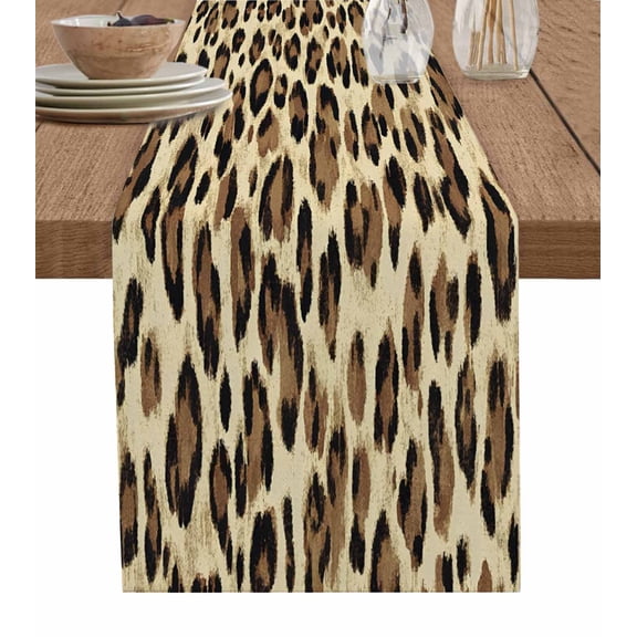 Table Runner Leopard Print Table Decoration for Kitchen Dinning Abstract Art Table Decoration for Indoor Outdoor Party Wedding Decor 13x90inch