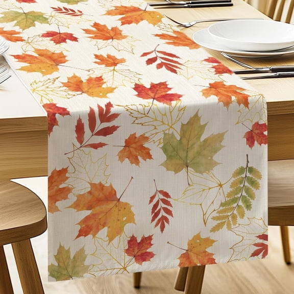 Table Runner Maple Leaf 13"x72" Table Decorations Durable Autumn Dining Decor for Home Kitchen Party Room