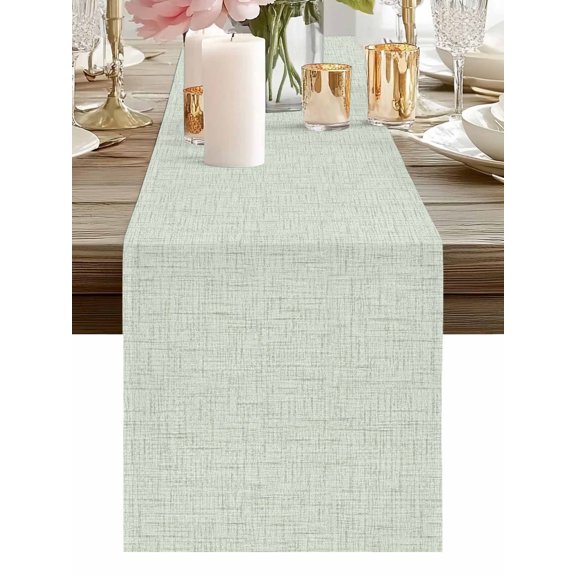 Table Runner Mint Green Linen Table Runners Solid Color Texture Cotton Linen Dresser Scarf Kitchen Dining Table Decor for Holiday Party Home Decor 13x36 Inch