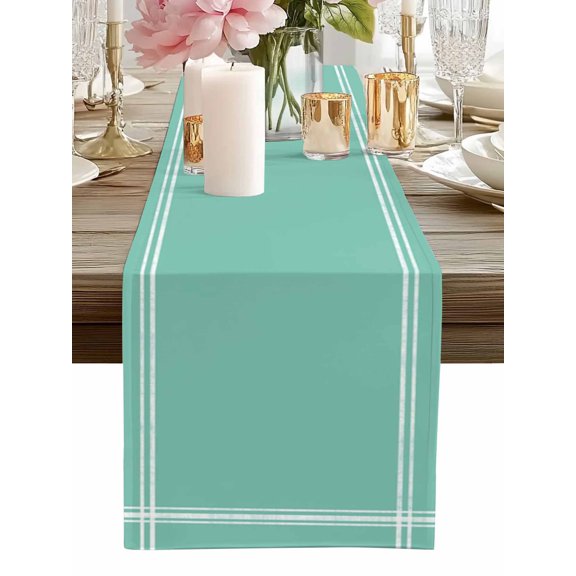 Table Runner Mint Green Turquoise Table Runners Solid Teal Color Cotton Linen Dresser Scarf Kitchen Dining Table Decor for Home Dinner Party Decor 13x90 Inch