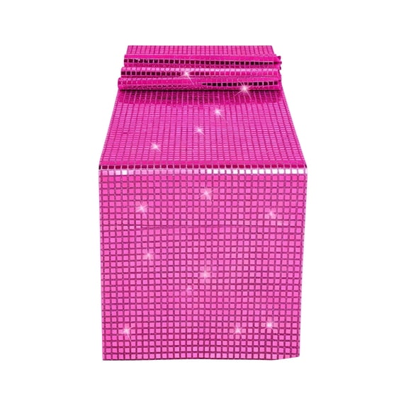 Table Runner Mirror Sequin Shiny Glitter Party Decoration Polyester Metallic Fabric Cover, Soft Backing, for Wedding Birthday Banquet Indoor Outdoor Table Setting, 11.81" X 47.24"