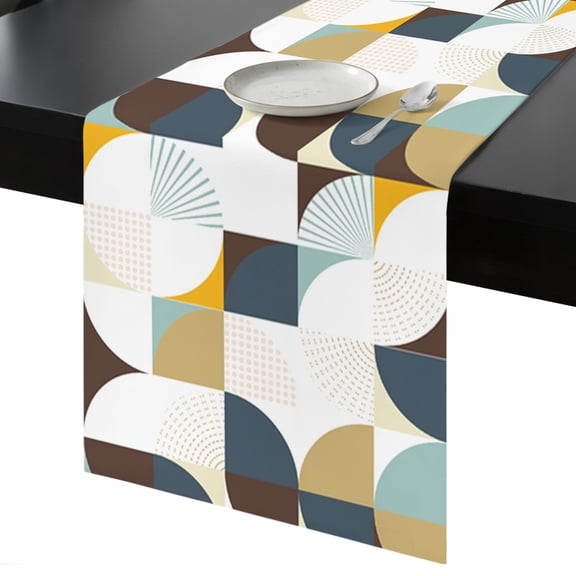 Table Runner Modern Art Geometric Decorative Dining Table Runner Abstract Mid Century Kitchen Table Decoration for Home, Holiday and Party Use 13x36 Inch