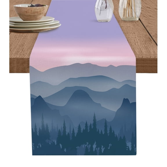 Table Runner Mountain Landscape Table Decoration for Kitchen Dinning Peak Sky Table Decoration for Indoor Outdoor Party Wedding Decor 13x72 Inch