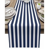 Table Runner Navy Blue Stripes Table Decoration for Kitchen Dinning Blue Vertical Striped Table Decoration for Indoor Outdoor Party Wedding Decor 13x72inch