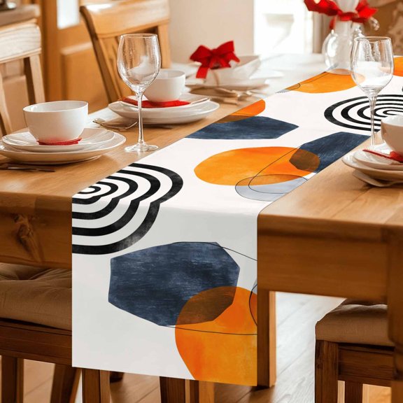 Table Runner Nordic Style Bohemian Arch Sun Dresser Scarves 13x36 Inch,Linen Table Runners Modern Abstract Arts Tablerunner for Home Dining Indoor Outdoor Wedding Party Tabletop Decor
