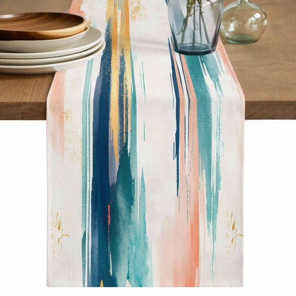 Table Runner Oil Painting Soft Linen Style Table Runner Cloth Impressionist Style Dining Table Decor for Kitchen, Dining Room, Parties, Holiday & Everyday Use 13x36 Inch