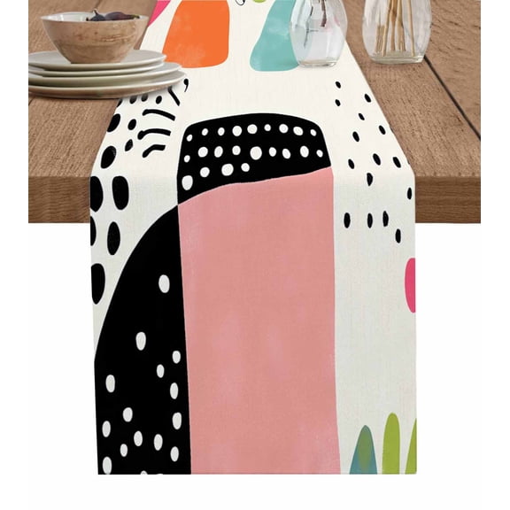 Table Runner Oil Painting Table Decoration for Kitchen Dinning Abstract Art Table Decoration for Indoor Outdoor Party Wedding Decor 13x72inch