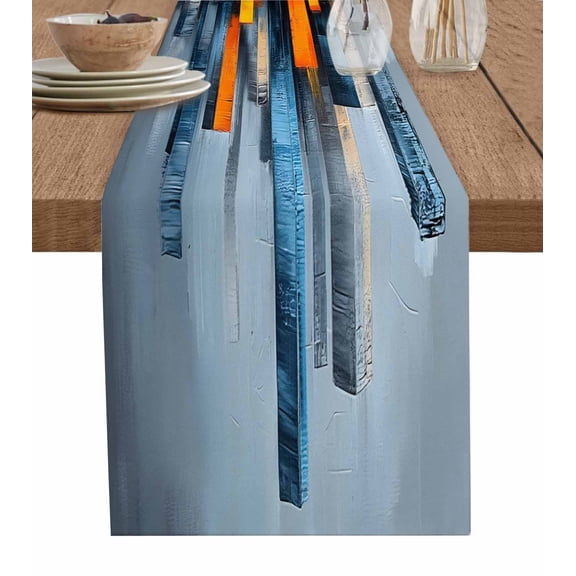 Table Runner Oil Painting Table Decoration for Kitchen Dinning Abstract Landscape Table Decoration for Indoor Outdoor Party Wedding Decor 13x90inch