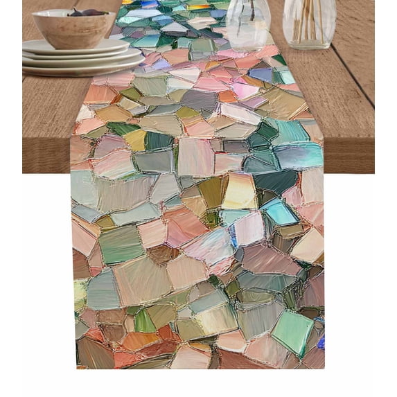 Table Runner Oil Painting Table Decoration for Kitchen Dinning Texture Sense Art Table Decoration for Indoor Outdoor Party Wedding Decor 13x72 Inch