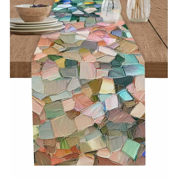 Table Runner Oil Painting Table Decoration for Kitchen Dinning Texture Sense Art Table Decoration for Indoor Outdoor Party Wedding Decor 13x72 Inch